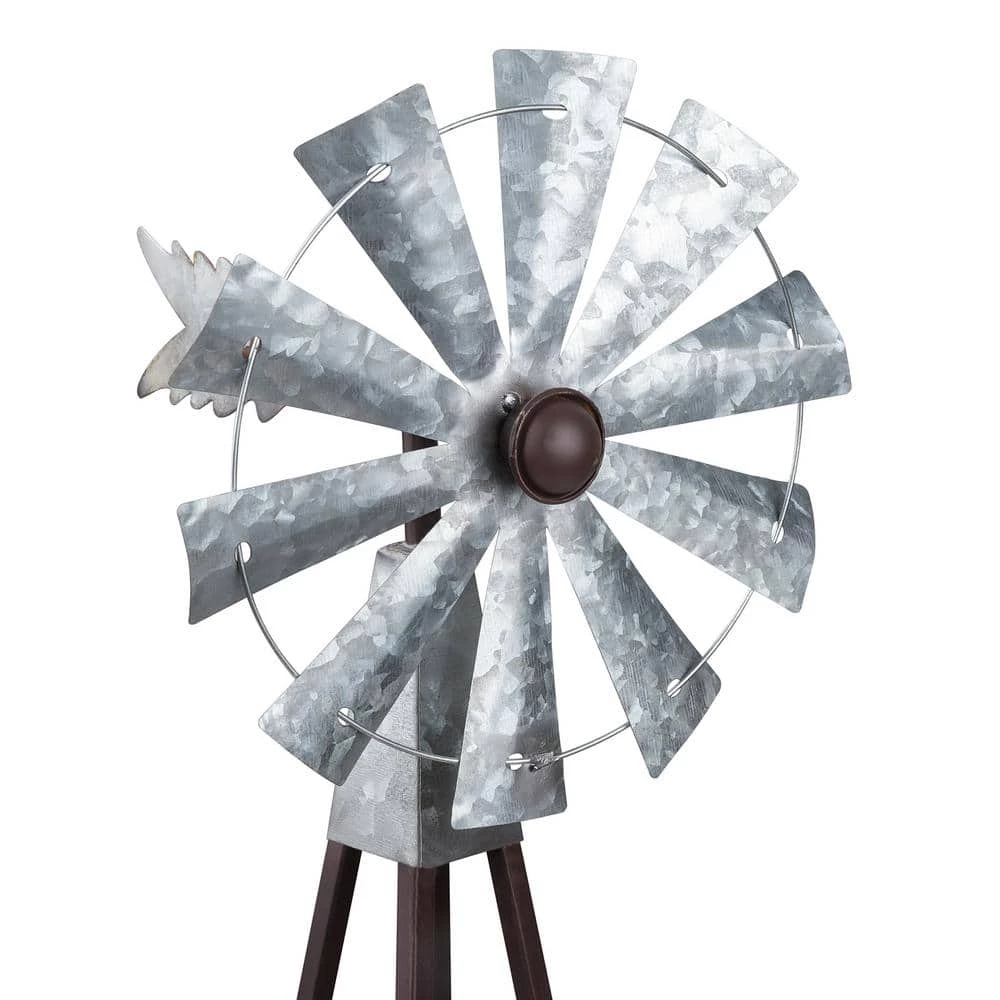 Alpine Corporation 24 in. Tall Outdoor Metal Windmill Spinner Garden Yard Decoration, Bronze and Silver - Image 10