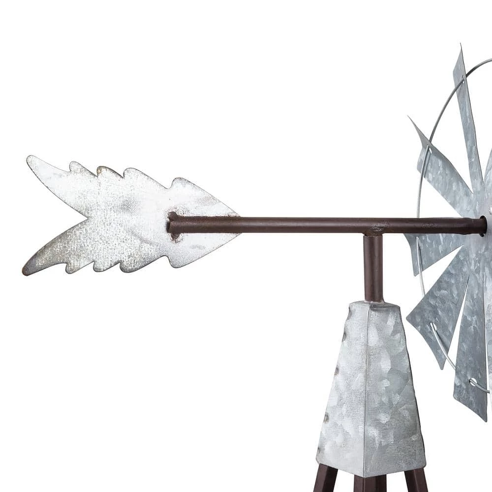 Alpine Corporation 24 in. Tall Outdoor Metal Windmill Spinner Garden Yard Decoration, Bronze and Silver - Image 11
