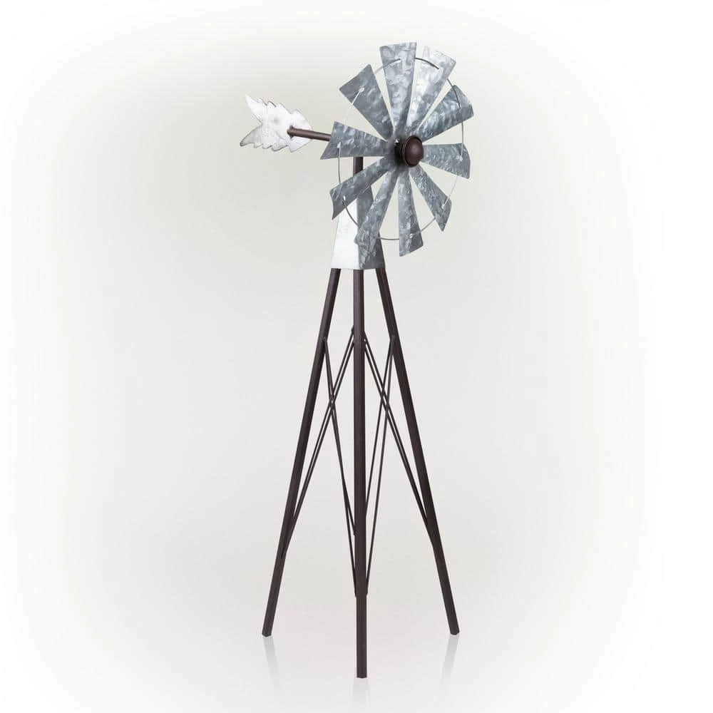 Alpine Corporation 24 in. Tall Outdoor Metal Windmill Spinner Garden Yard Decoration, Bronze and Silver - Image 8