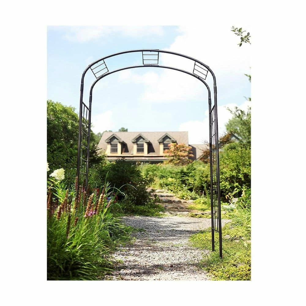 ACHLA DESIGNS Elegant Handcrafted Monet Garden Arbor, 100 in. Tall Graphite Powder Coated Finish - Image 4