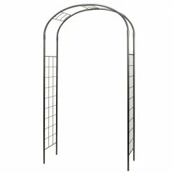 ACHLA DESIGNS Elegant Handcrafted Monet Garden Arbor, 100 in. Tall Graphite Powder Coated Finish