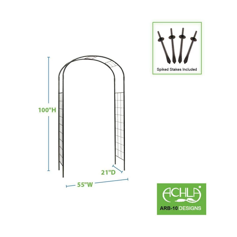 ACHLA DESIGNS Elegant Handcrafted Monet Garden Arbor, 100 in. Tall Graphite Powder Coated Finish - Image 2