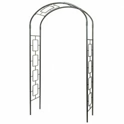 ACHLA DESIGNS Elegant Handcrafted Modern Garden Arbor, 100 in. Tall Graphite Powder Coated Finish