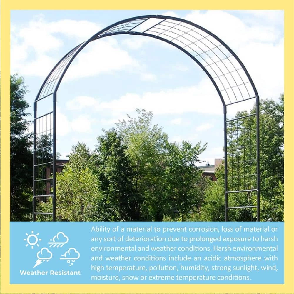 ACHLA DESIGNS Elegant Handcrafted Monet II Garden Arbor, 114.5 in. Tall Graphite Powder Coated Finish - Image 4