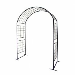 ACHLA DESIGNS Elegant Handcrafted Monet II Garden Arbor, 114.5 in. Tall Graphite Powder Coated Finish