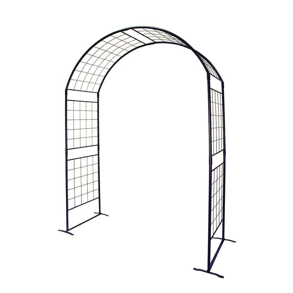 ACHLA DESIGNS Elegant Handcrafted Monet II Garden Arbor, 114.5 in. Tall Graphite Powder Coated Finish
