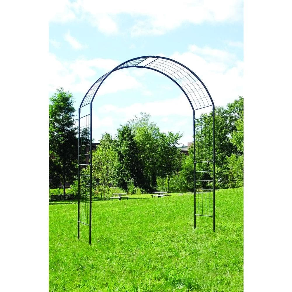 ACHLA DESIGNS Elegant Handcrafted Monet II Garden Arbor, 114.5 in. Tall Graphite Powder Coated Finish - Image 2