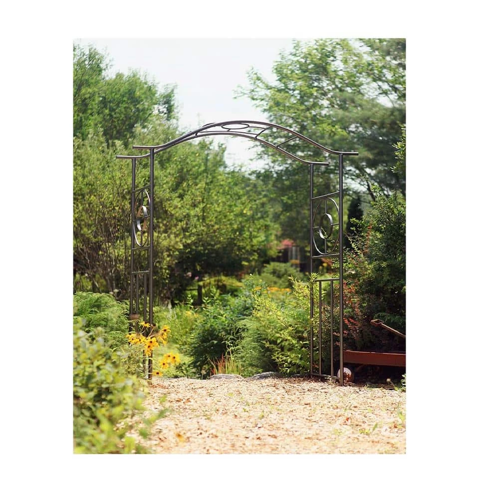 ACHLA DESIGNS Elegant Handcrafted Tuscany Garden Arbor, 84 in. Tall Graphite Powder Coated Finish - Image 4