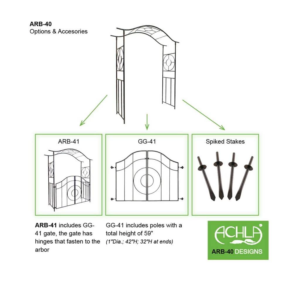ACHLA DESIGNS Elegant Handcrafted Tuscany Garden Arbor, 84 in. Tall Graphite Powder Coated Finish - Image 5