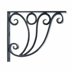 ACHLA DESIGNS Art Deco 12 in. W Black Powder Coat Iron Ionic Shelf Bracket (Set of 2)