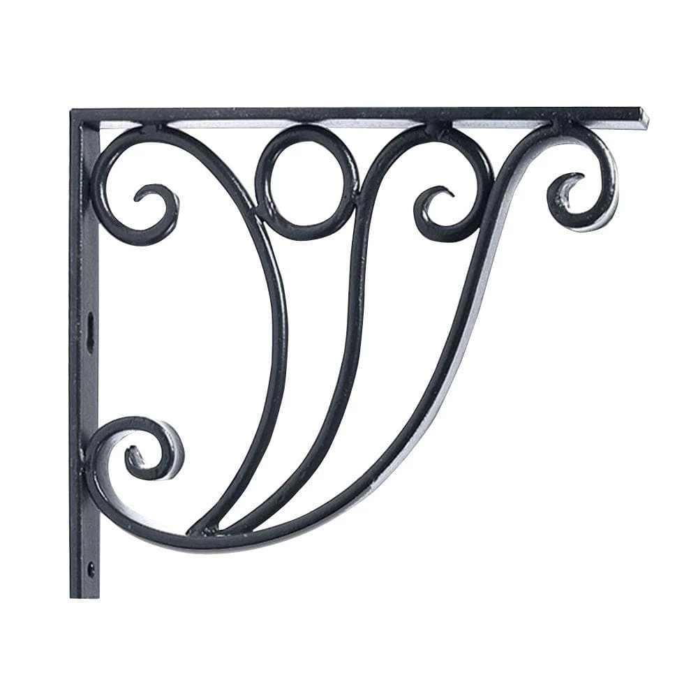 ACHLA DESIGNS Art Deco 12 in. W Black Powder Coat Iron Ionic Shelf Bracket (Set of 2)