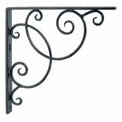 ACHLA DESIGNS 10 in. Dia Black Powder Coat Iron Scroll Shelf Bracket