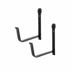 ACHLA DESIGNS 6 in. W Black Powder Coat Iron Wall Mounted Flower Box Brackets (Pair)