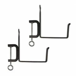 ACHLA DESIGNS 6 in. W Black Powder Coat Pair of Clamp-On Flower Box Brackets