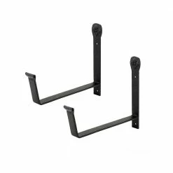 ACHLA DESIGNS 8 in. W Black Powder Coat Iron Wall Mounted Flower Box Brackets (Pair)