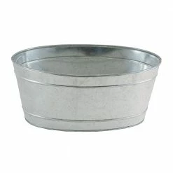 ACHLA DESIGNS 10.75 in. Long Steel Small Oval Galvanized Tub With 2 Side Handles