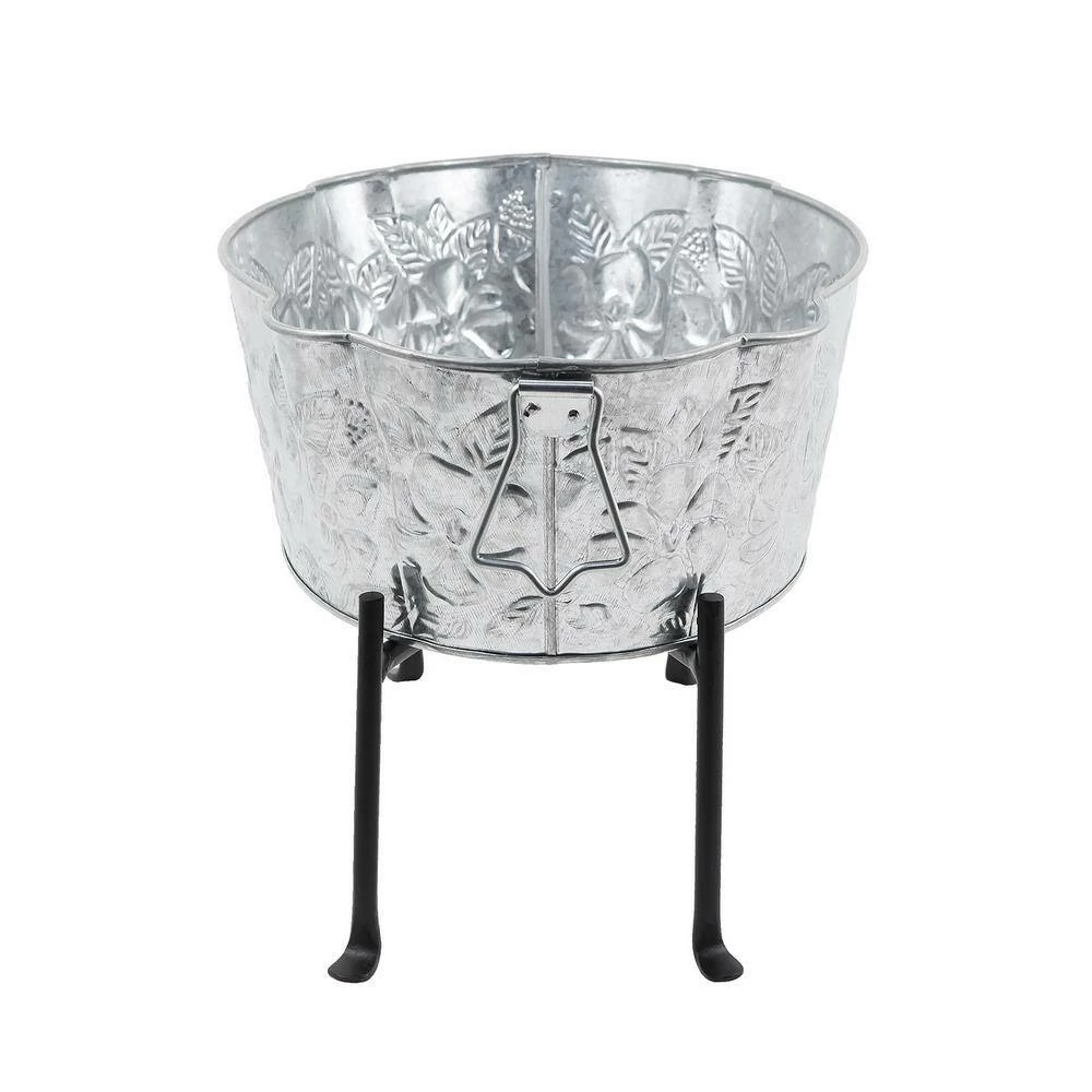 ACHLA DESIGNS 20 in. W Steel Embossed Oval Tub With Folding Stand - Image 5