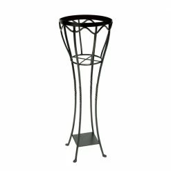 ACHLA DESIGNS 40.5 in. Tall Graphite Powder Coat Iron Indoor/Outdoor Elegant Verandah Plant Stand