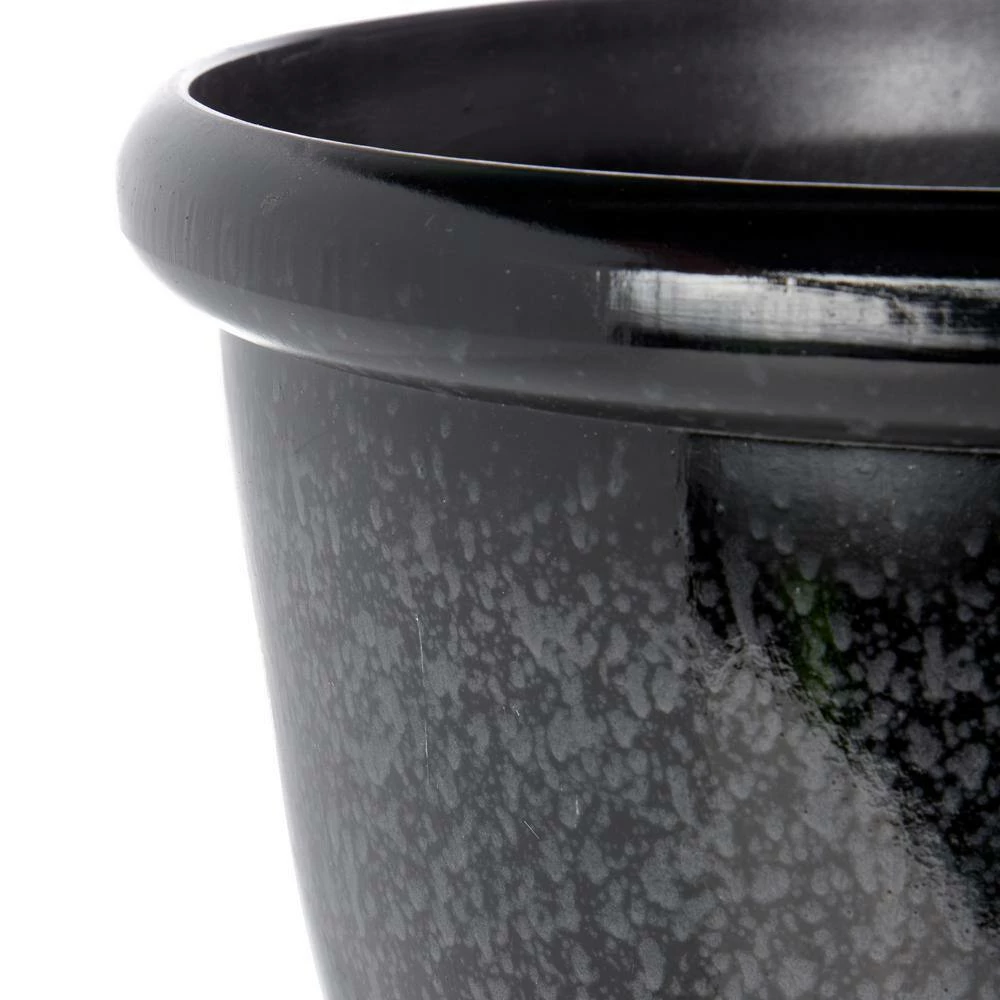 Alpine Corporation Indoor/Outdoor Stone Planters with Drainage Holes and Plugs, Speckled Black (Set of 3) - Image 9