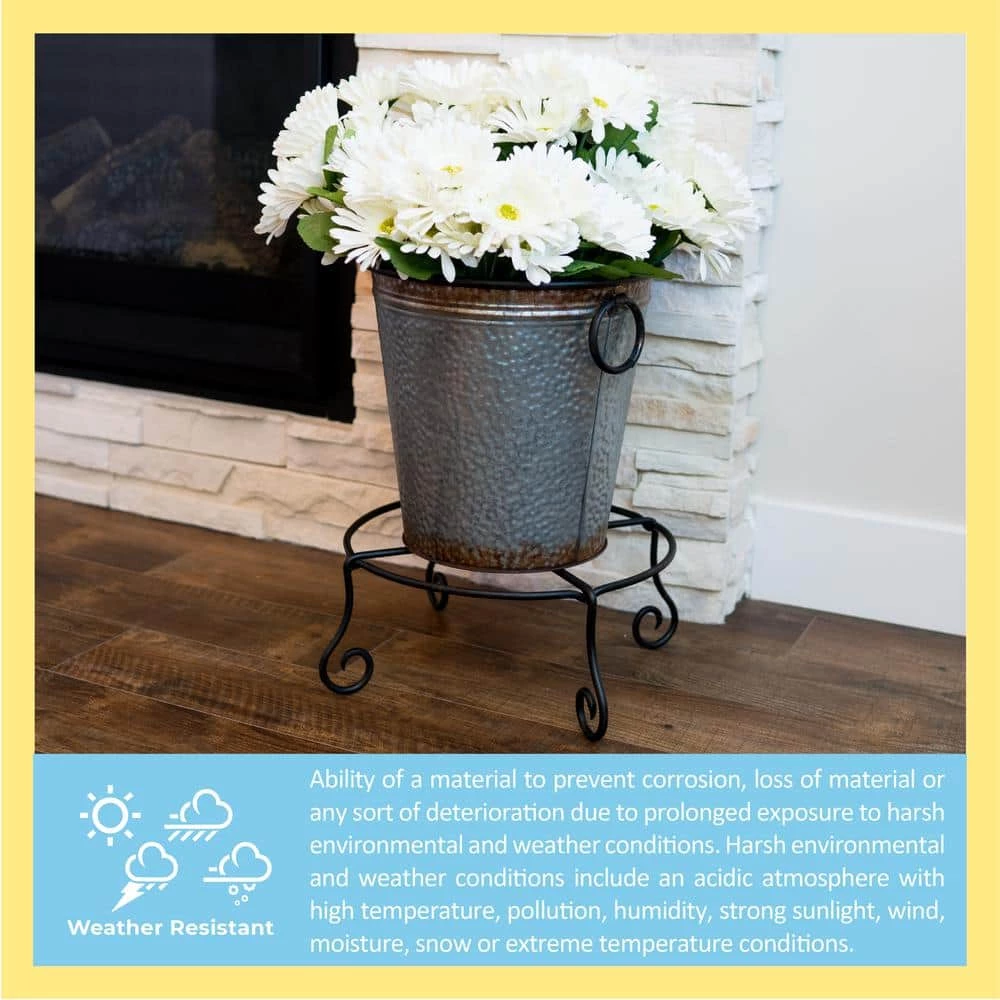 ACHLA DESIGNS 16 in. Dia Black Powder Coat Large Short Piazza Plant Stand - Image 4