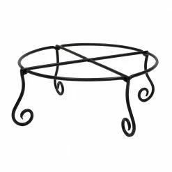 ACHLA DESIGNS 16 in. Dia Black Powder Coat Large Short Piazza Plant Stand