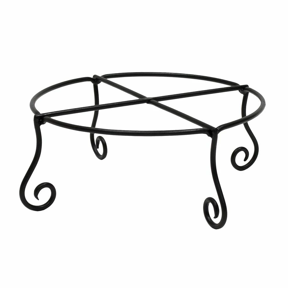 ACHLA DESIGNS 16 in. Dia Black Powder Coat Large Short Piazza Plant Stand