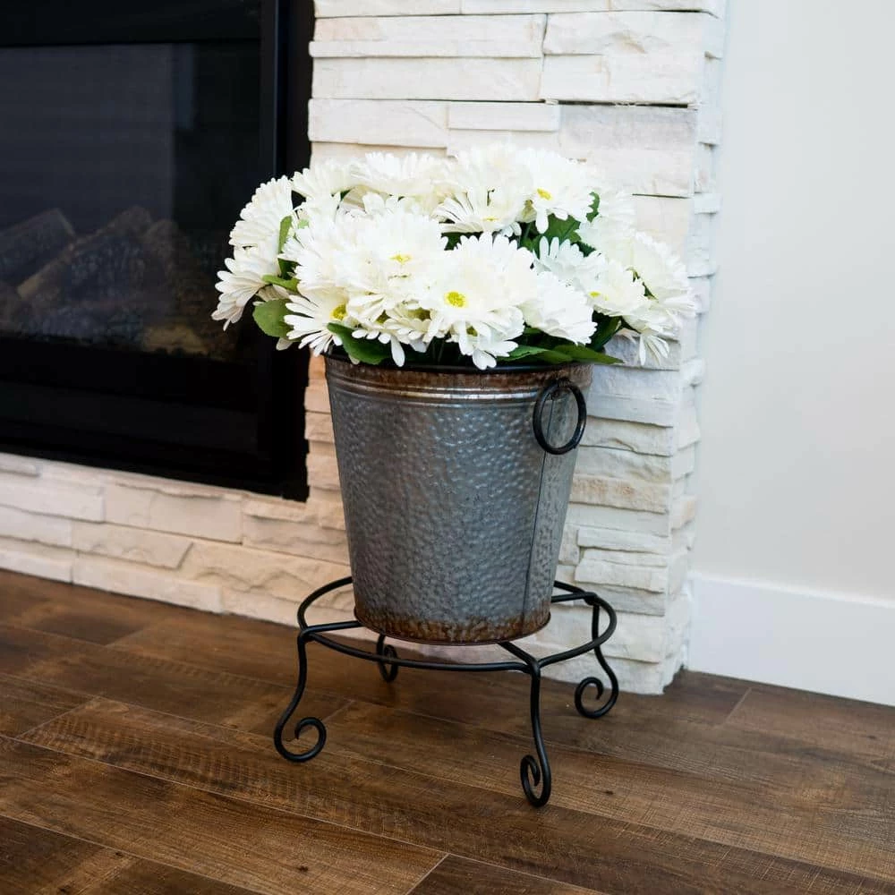 ACHLA DESIGNS 16 in. Dia Black Powder Coat Large Short Piazza Plant Stand - Image 2