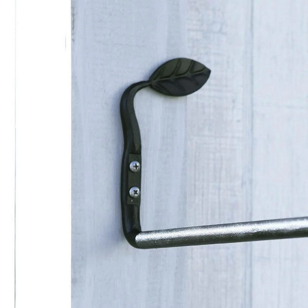 ACHLA DESIGNS 5 in. Tall Black Powder Coat Metal Decorative Straight Leaf Wall Brackets (Set of 2) - Image 3