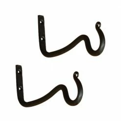 ACHLA DESIGNS 2.5 in. H Graphite Powder Coat Metal Versatile Upturned Brackets with O-Hooks (Set of 2)