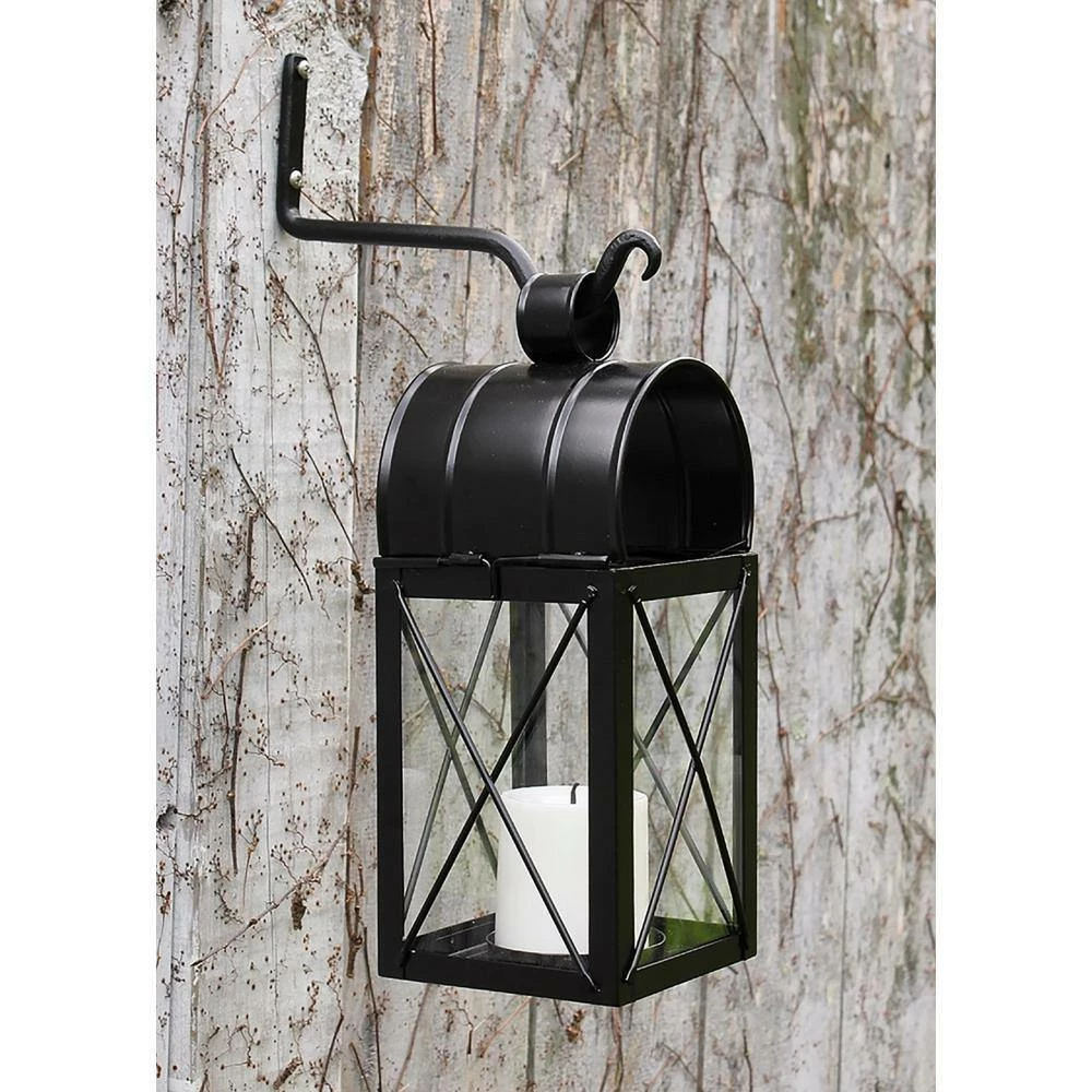 ACHLA DESIGNS 4 in. Tall Black Powder Coat Metal Outdoor Garden Upturned Hanger Brackets (Set of 2) - Image 3