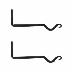 ACHLA DESIGNS 4 in. Tall Black Powder Coat Metal Outdoor Garden Upturned Hanger Brackets (Set of 2)
