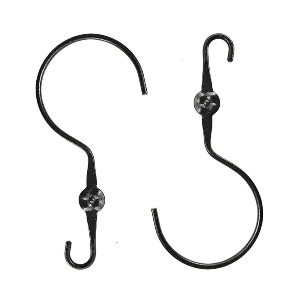 ACHLA DESIGNS 12 in. Tall Black Powder Coat Metal Double Ended Extender Brackets with Wide Hook (Set of 2)