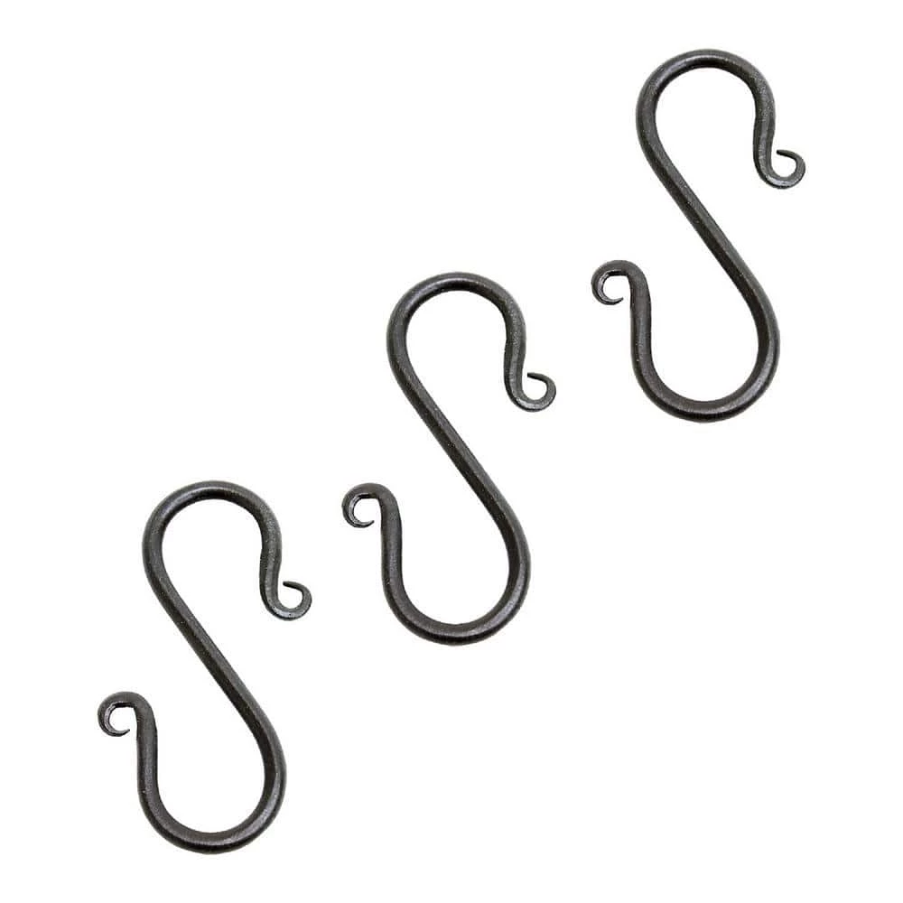 ACHLA DESIGNS 3.5 in. Tall Black Powder Coat Metal Decorative Mini S-Hook Brackets (Set of 3)