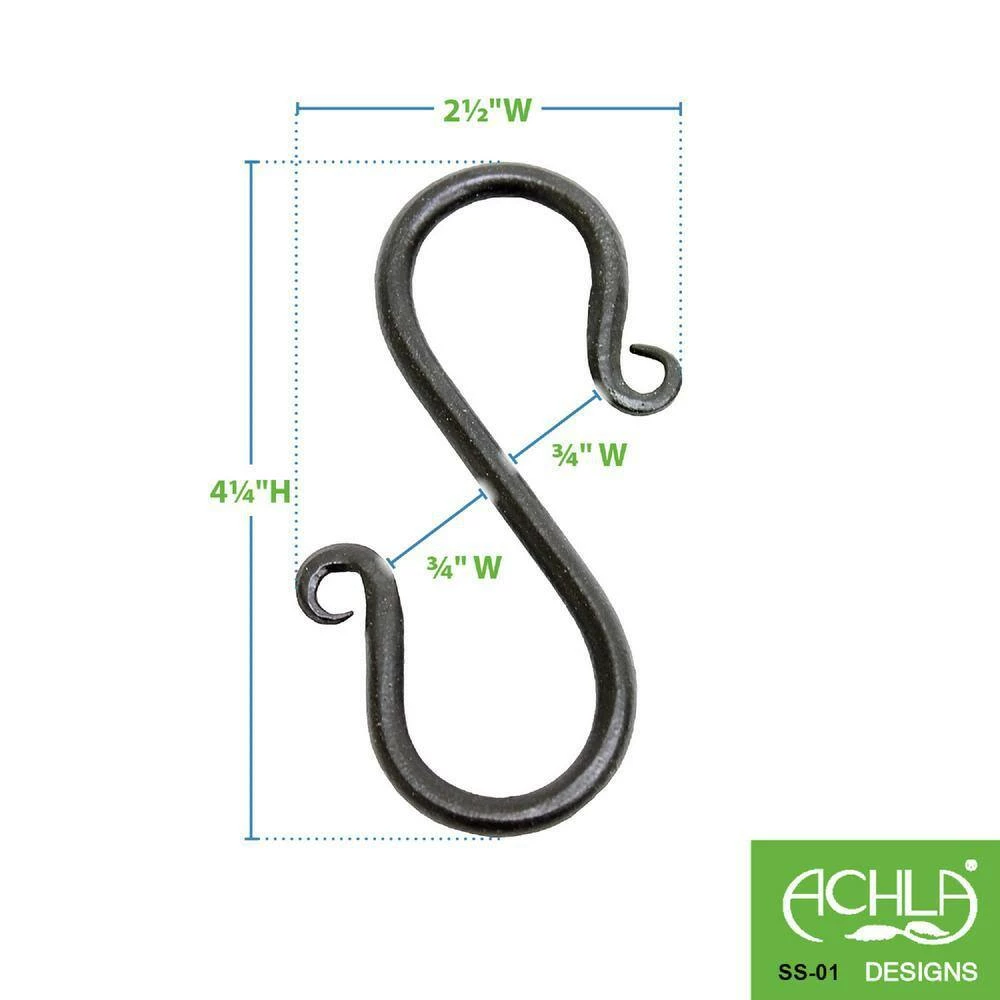 ACHLA DESIGNS 3.5 in. Tall Black Powder Coat Metal Decorative Mini S-Hook Brackets (Set of 3) - Image 2