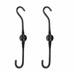 ACHLA DESIGNS 12 in. Tall Black Powder Coat Metal Double Ended Extender Hook Brackets (Set of 2)