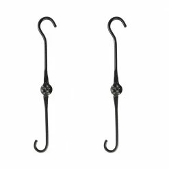 ACHLA DESIGNS 15 in. Tall Black Powder Coat Metal Double Ended Extender Hook Brackets (Set of 2)