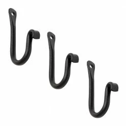 ACHLA DESIGNS 4 in. D Black Powder Coat Metal Multi Purpose J-Hook Brackets (Set of 3)
