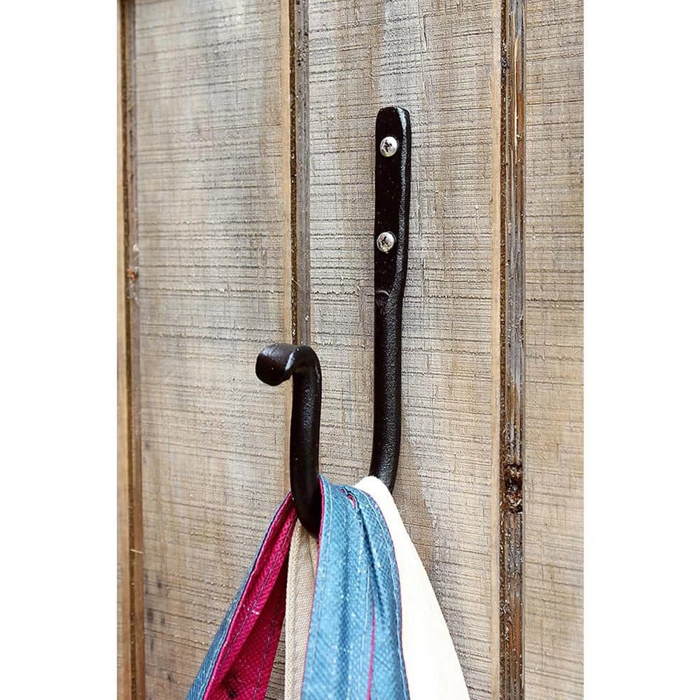 ACHLA DESIGNS 6 in. L Black Powder Coat Metal Multi Purpose J-Hook Brackets (Set of 3) - Image 3