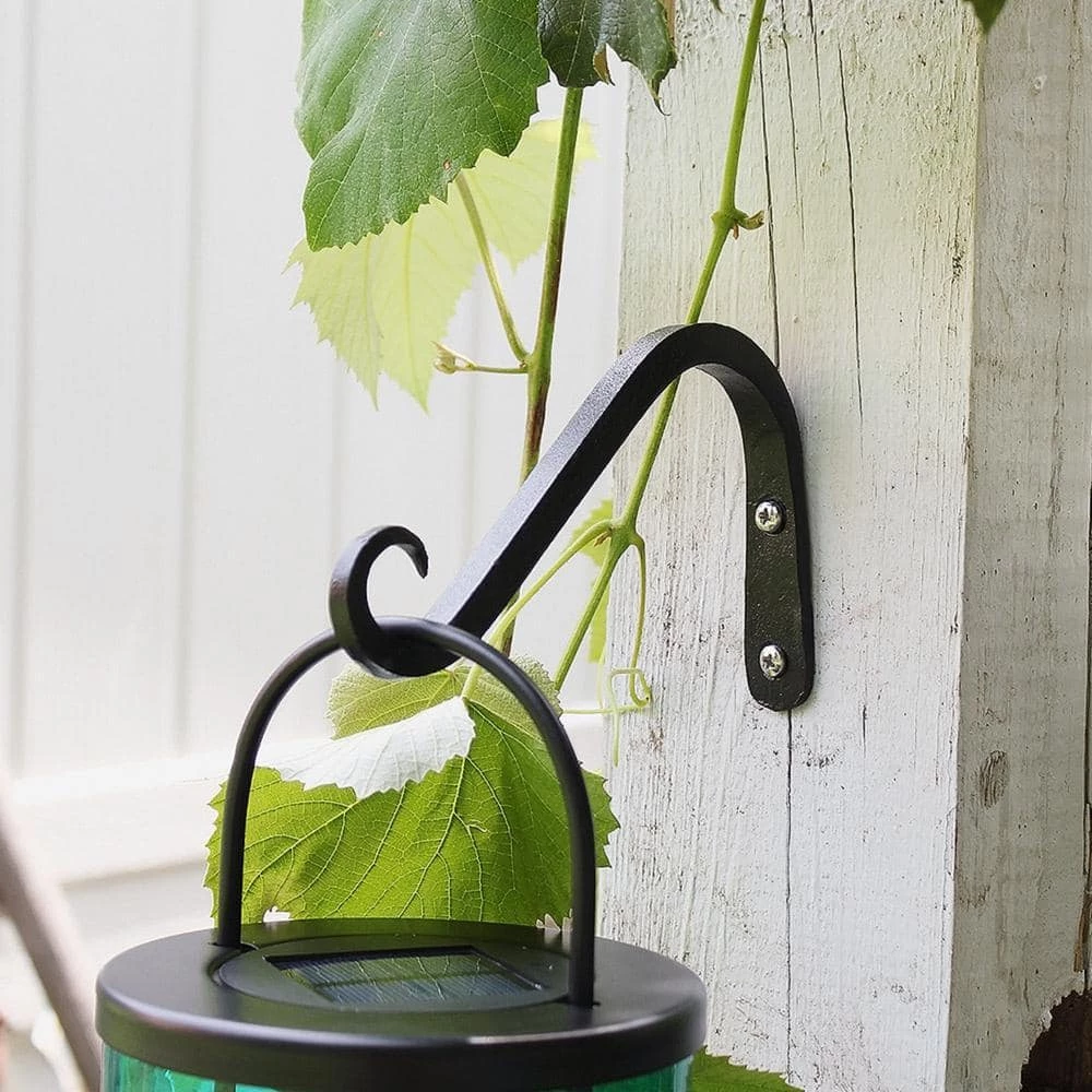 ACHLA DESIGNS 4 in. Tall Black Powder Coat Metal Angled Up Curled Wall Bracket (Set of 2) - Image 3