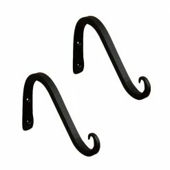 ACHLA DESIGNS 4 in. Tall Black Powder Coat Metal Angled Up Curled Wall Bracket (Set of 2)