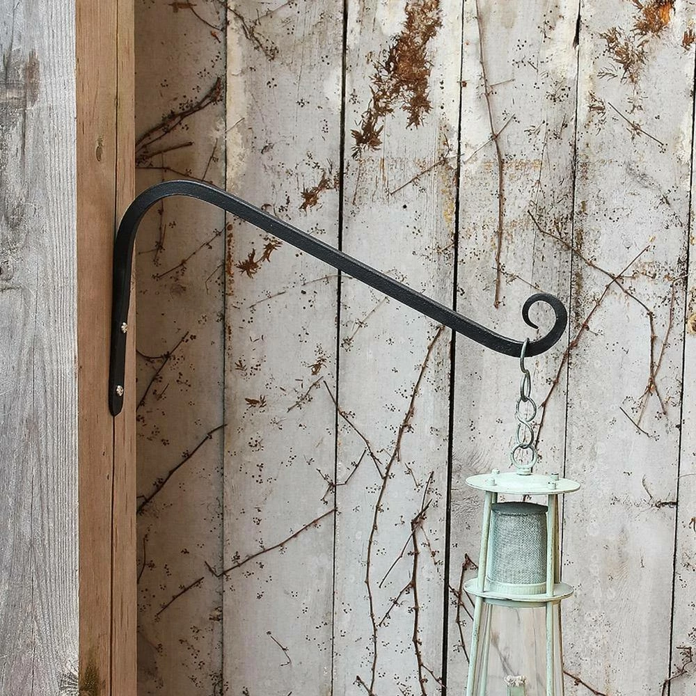 ACHLA DESIGNS 8 in. Tall Black Powder Coat Metal Angled Up Curled Wall Bracket (Set of 2) - Image 4