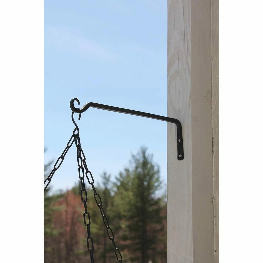 ACHLA DESIGNS 4 in. H Black Powder Coat Metal Straight Up Curled Wall Bracket Hooks (Set of 2) - Image 4