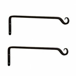 ACHLA DESIGNS 4 in. H Black Powder Coat Metal Straight Up Curled Wall Bracket Hooks (Set of 2)