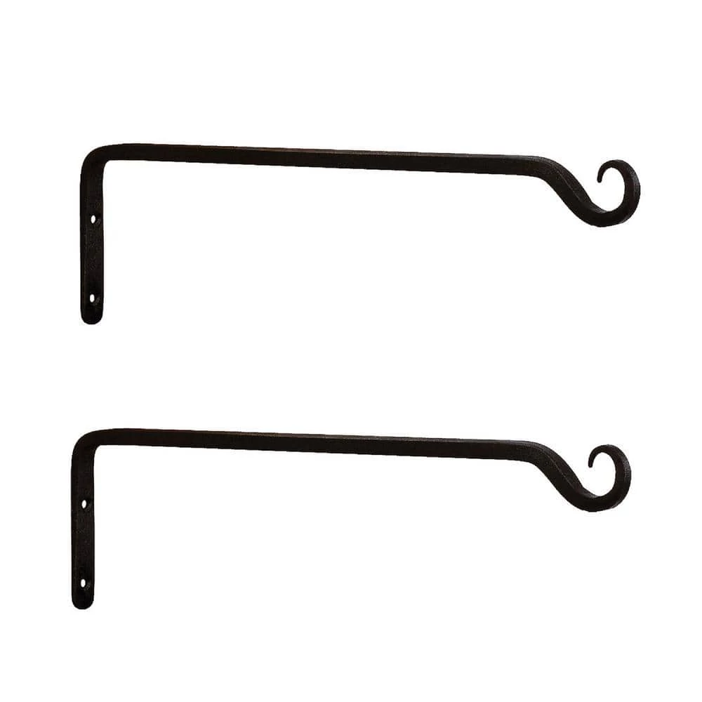 ACHLA DESIGNS 4 in. H Black Powder Coat Metal Straight Up Curled Wall Bracket Hooks (Set of 2)