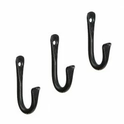 ACHLA DESIGNS 3 in. Tall Black Powder Coat Metal Multi-Use J-Hook Brackets (Set of 3)