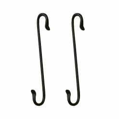 ACHLA DESIGNS 8 in. Tall Black Powder Coat Metal Multi-Use Double Ended Brackets with S-Hooks (Set of 2)