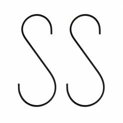 ACHLA DESIGNS 12 in. Tall Black Powder Coat Metal S-Hanger Hook Brackets (Set of 2)