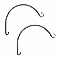 ACHLA DESIGNS 18 in. W Black Powder Coat Metal Heavy-Duty Arc Wall Brackets (Set of 2)