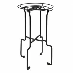 ACHLA DESIGNS 23.5 in. Tall Indoor/Outdoor Round Black Powder Coated Finish Wrought Iron Catalina Plant Stand
