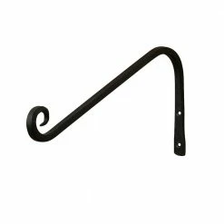 ACHLA DESIGNS 13 in. L Black Powder Coat Iron Angled Up Curled Wall Bracket